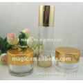 Round shape aluminum airless cosmetic bottles 50ml 100ml airless pump bottle gold airless bottle